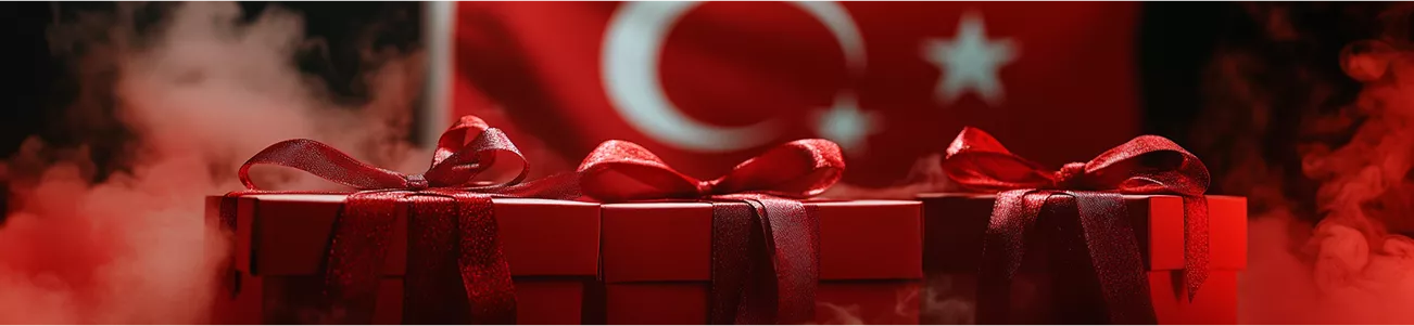 Gift boxes on fire with Turkish flag